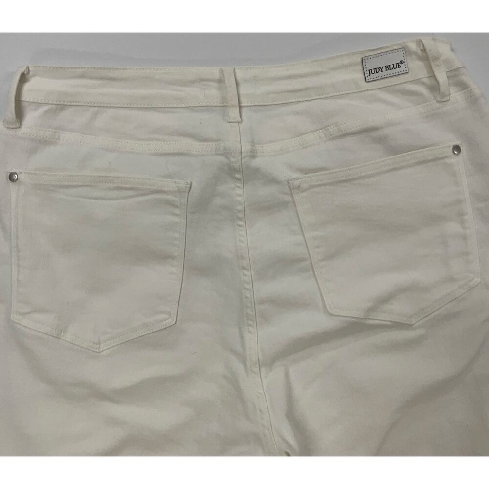 Women's ~ Judy Blue White Denim Jeans 20W Boot Cut - Split Hem - Stretch - Picture 10 of 12